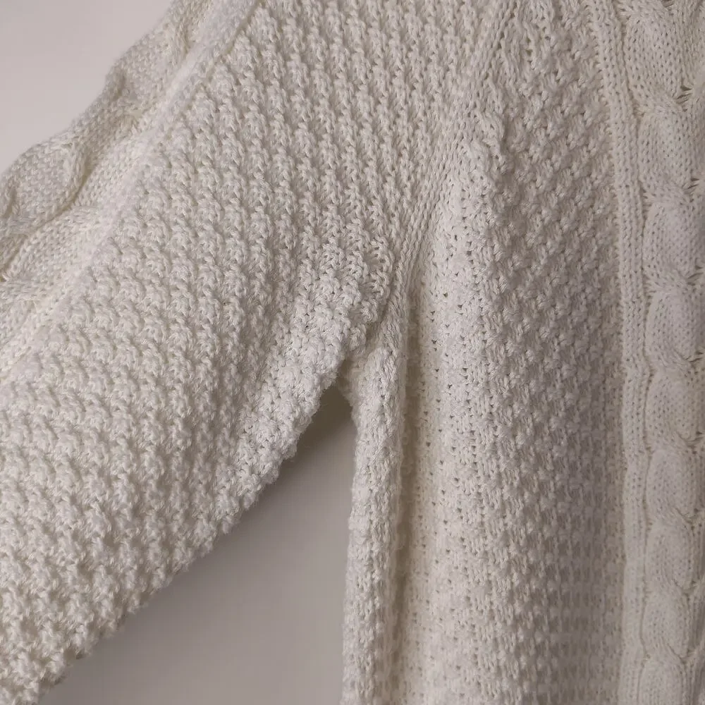 Michael Kors Heavy Cowl Neck‎ Sweater Womens Medium Cream Cable / Waffle Knit